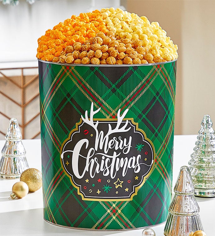 Merry Plaid Collection Popcorn Tins